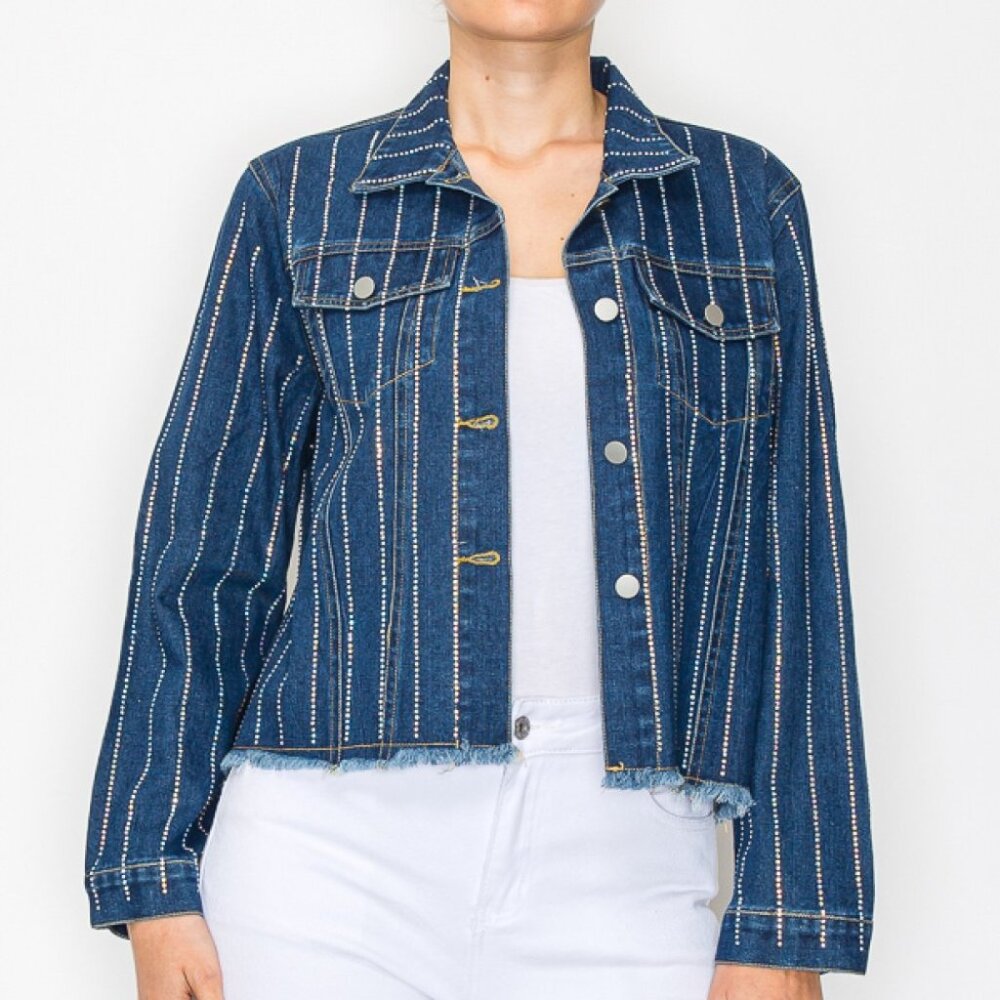 new ORIGMAI embellished jean denim jacket (7-colors) SM-2X classic rhinestones